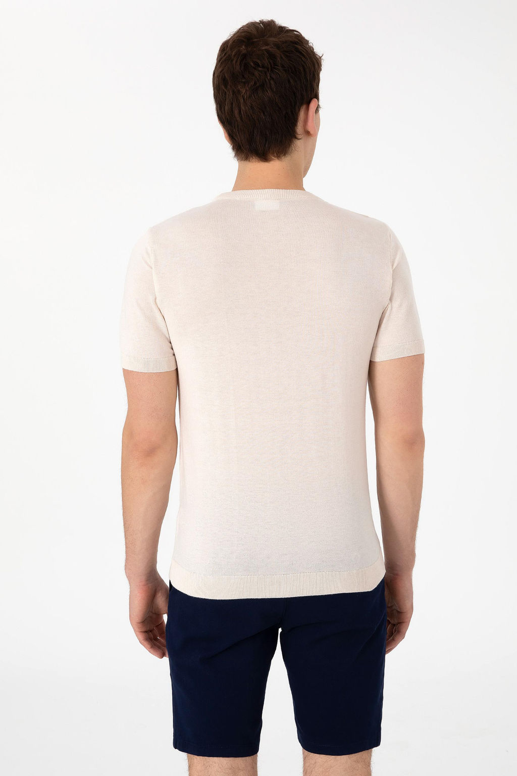 Erkek Slim Fit Bisiklet Yaka Krem Kazak - U.s. polo assn фото 5