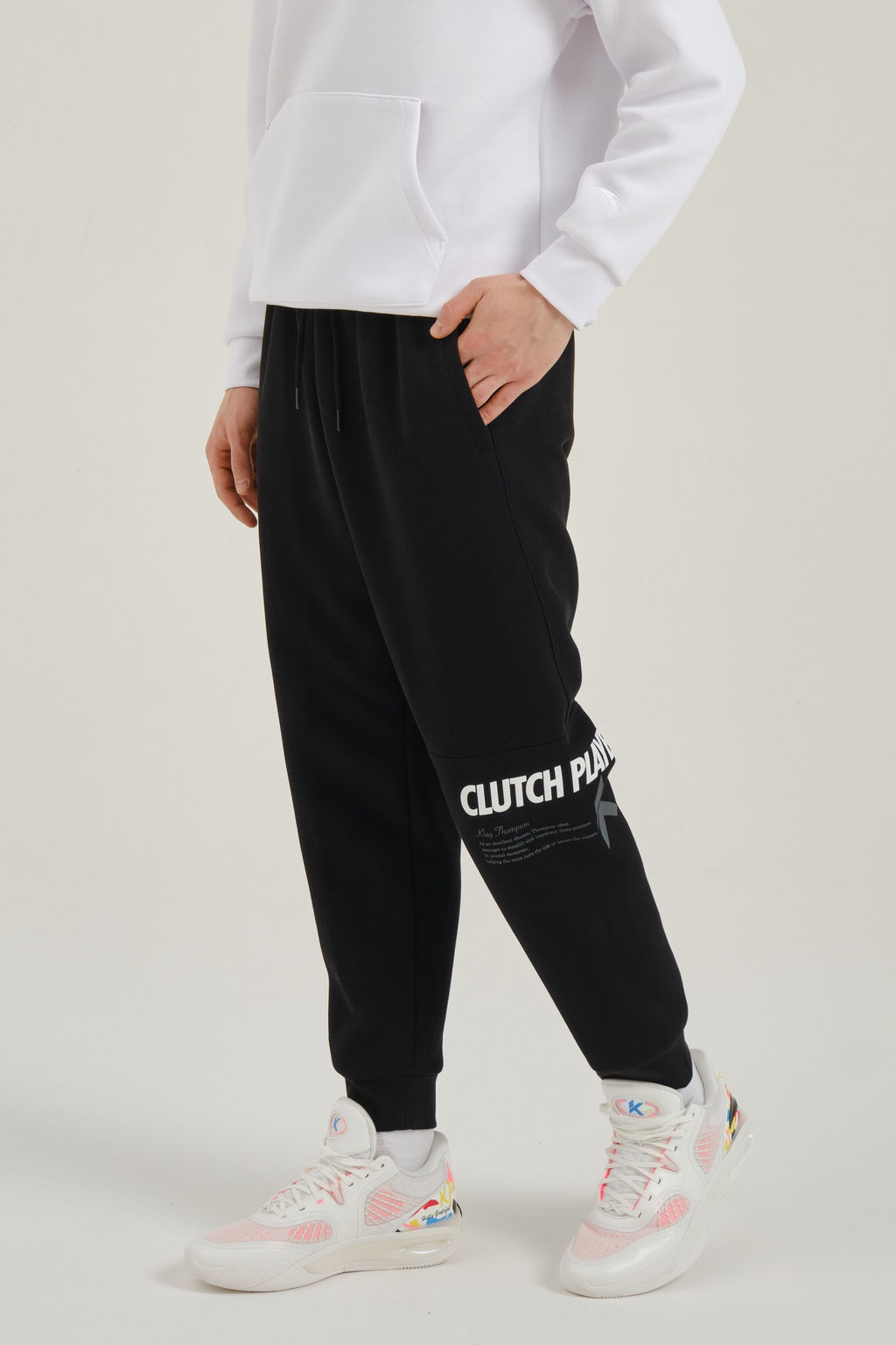 Брюки трикотажные Черный/Белый CLUTCH PLAYER Knit Track Pants - Anta фото 3