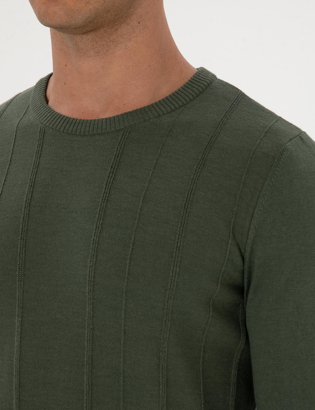 Koyu Haki Slim Fit Bisiklet Yaka Triko Kazak - Pierre cardin фото 7