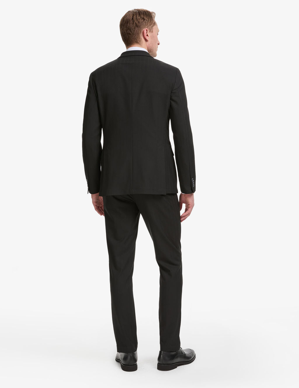 Siyah Ex. Slim Fit _izgili Kruvaze Tak_m Elbise