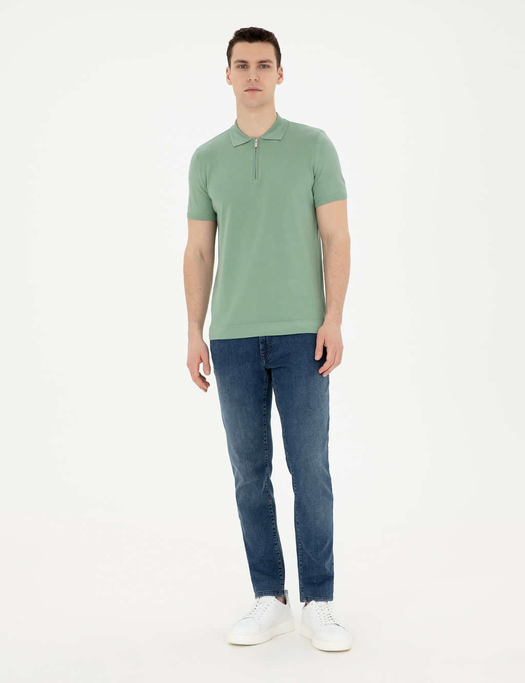 _a_la Slim Fit Fermuarl_ Polo Yaka Triko Ti__rt