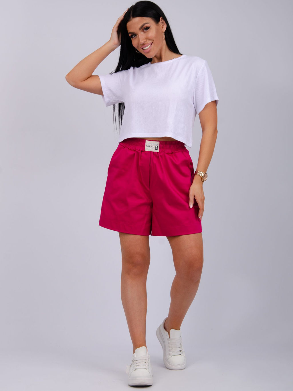 Шорты Сати, сатин хлопок 97% - Малина фото 14