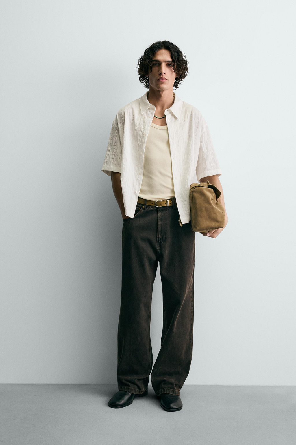 STRIPED TEXTURED FLOWING SHIRT - Zara фото 9