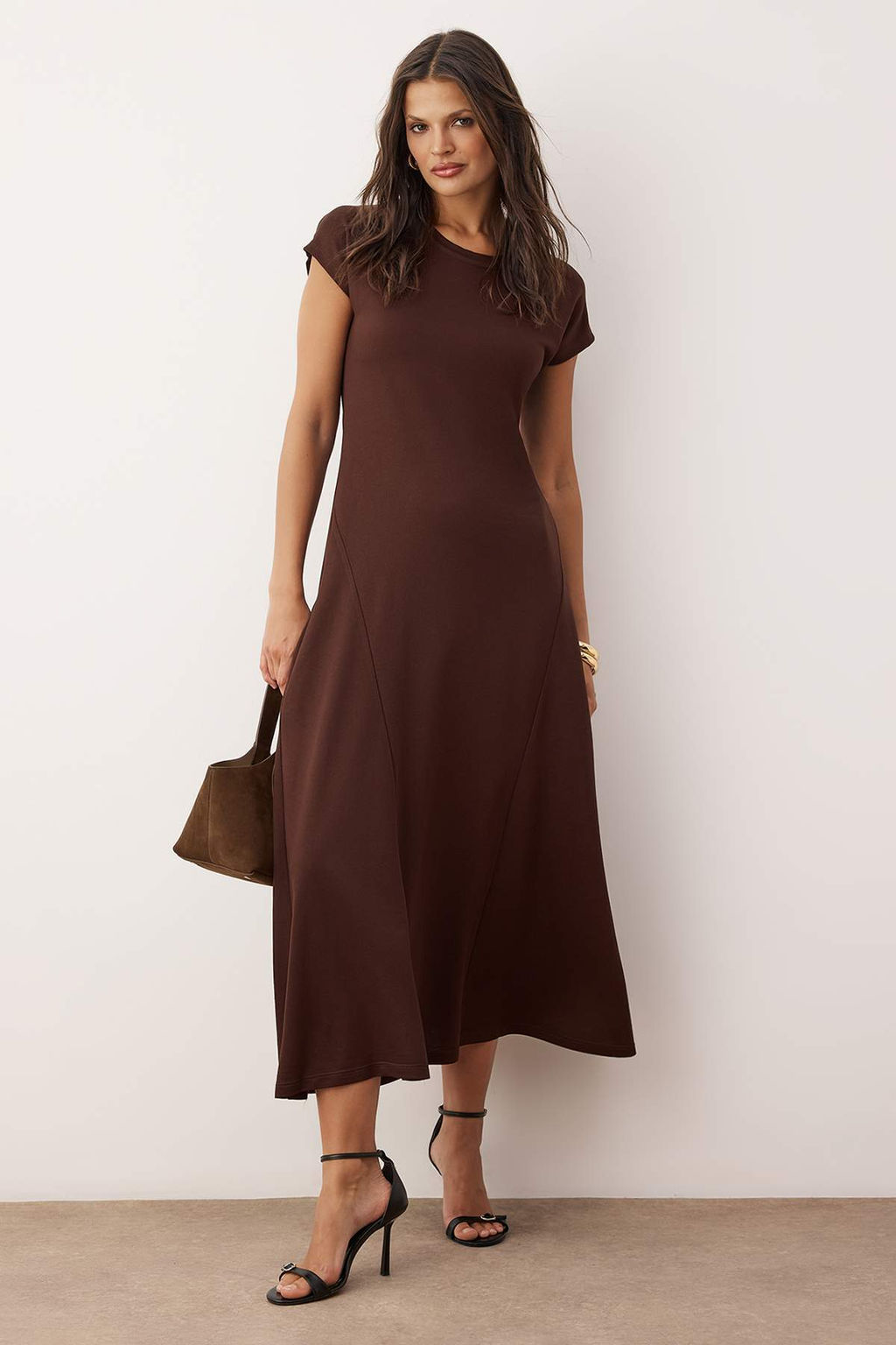 Kahverengi Ay Kol A-line/Can Ac?lan Bisiklet Yaka Maxi Orme Elbise TWOSS25EL00898 - Trendyolmilla фото 7