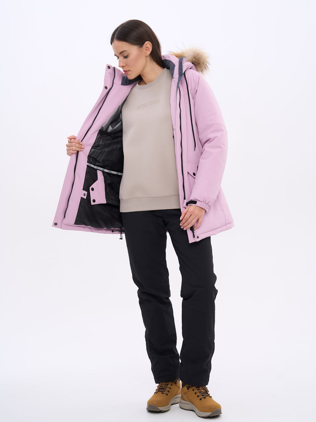 T3442-11 Куртка зимняя парка с капюшоном удлиненная - Strobbs фото 7