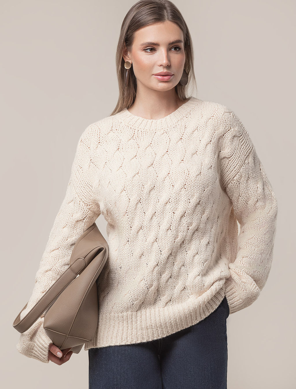 VILATTE / Джемпер крупной вязки из уютной пряжи с ангорой и мохером фото 3