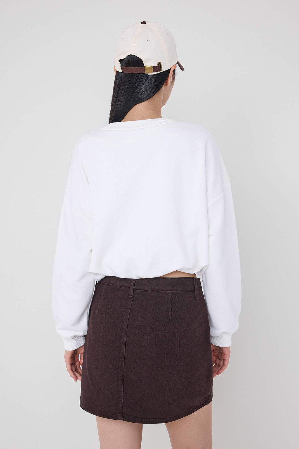 Antrasit Relaxed/Rahat Kal?p Beli Lastikli Crop Orme Sweatshirt TWOAW26SW00000 - Trendyolmilla фото 8