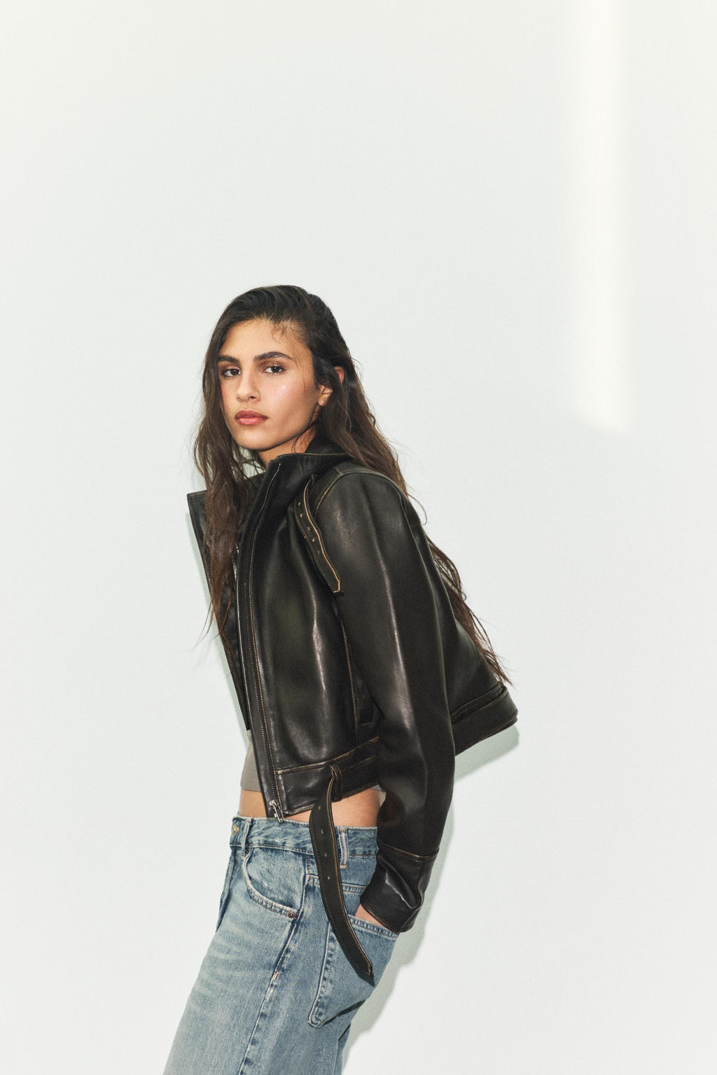 DISTRESSED 100% LEATHER JACKET - Zara фото 13