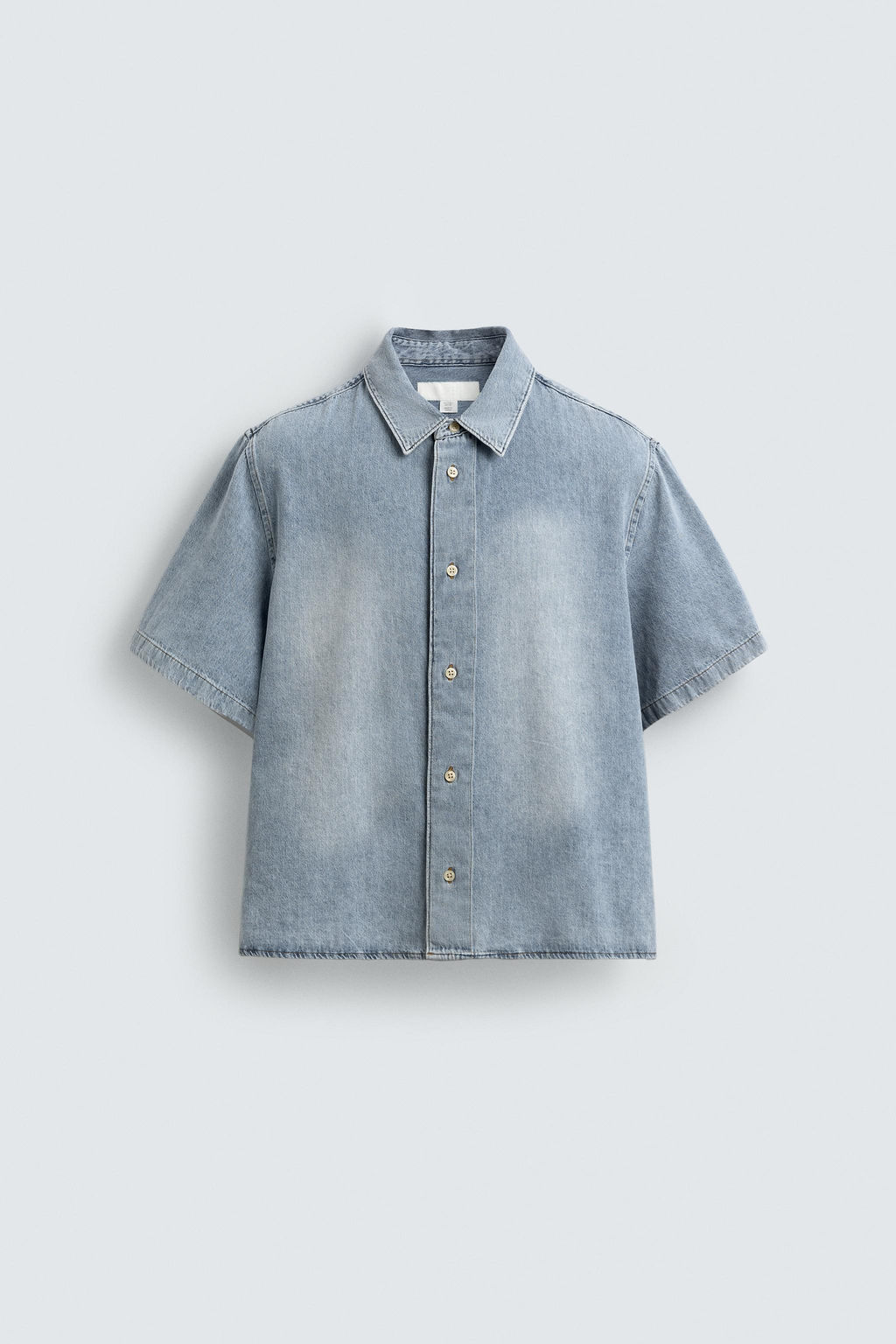 CAMISA BOXY FIT DENIM LIGERO / Azul claro - Zara фото 7