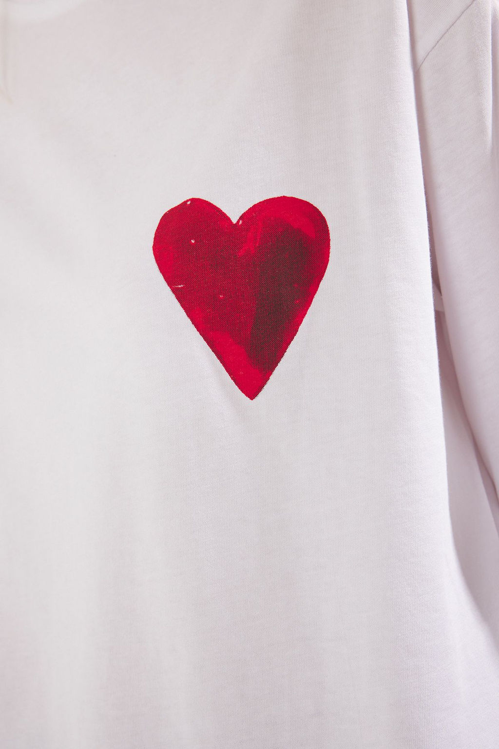 TRENDYOLMILLA Ekru %100 Pamuk Kalp ve Slogan Bask?l? Oversize/Genis Kesim Orme T-Shirt TWOSS25TS00177 фото 3