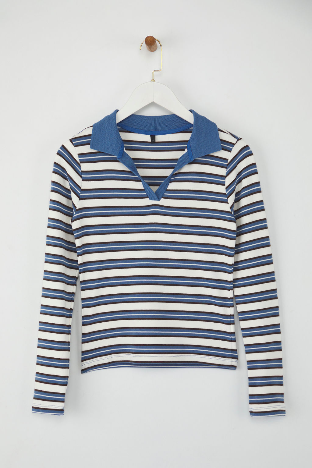 Teen Pembe Cizgili Polo Yaka Fitted/Vucuda Oturan Orme Bluz TWOAW26BZ00034 - Trendyolmilla фото 5