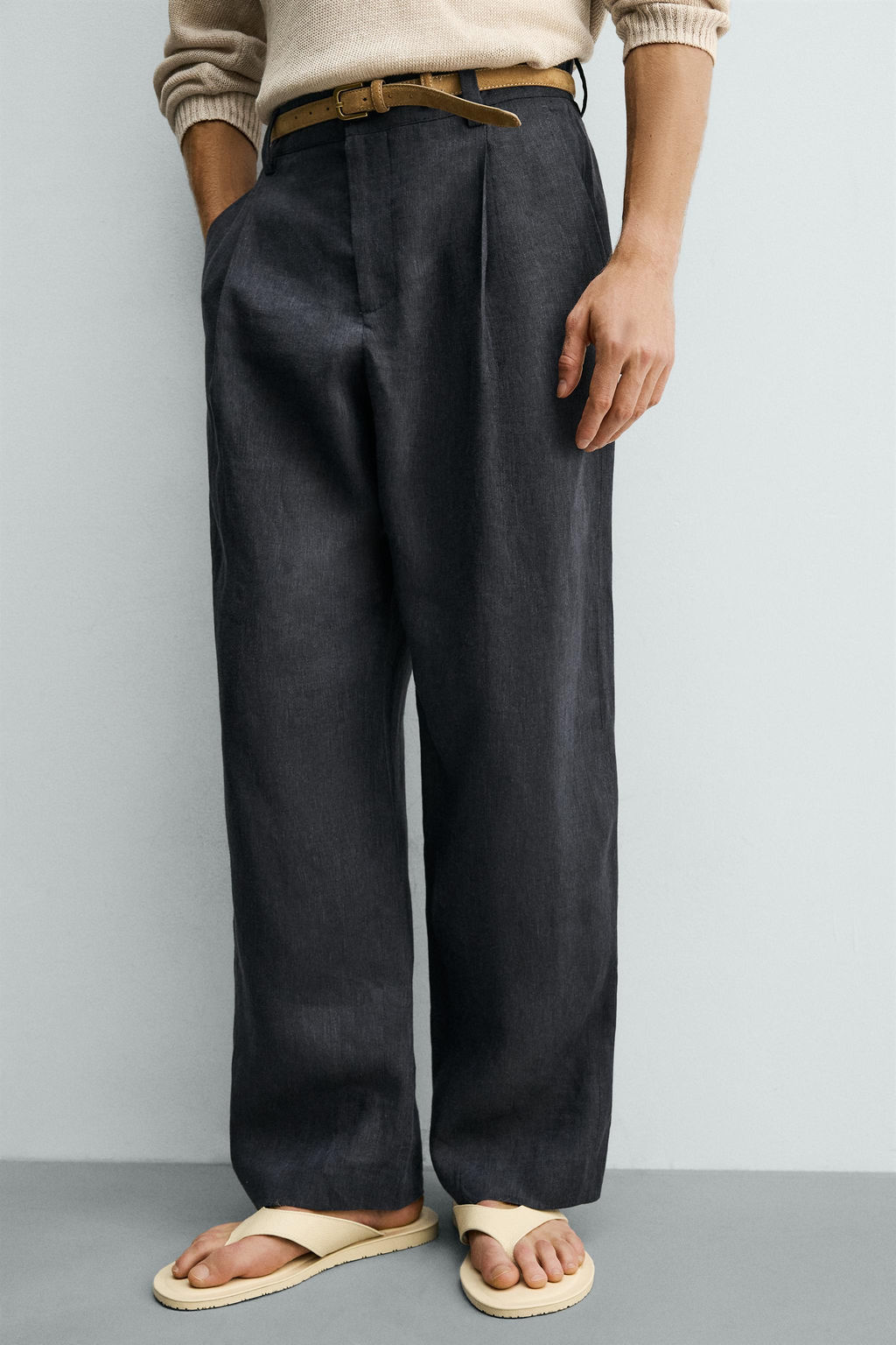 PANTAL?N 100% LINO PLIEGUES / ?ndigo - Zara фото 6