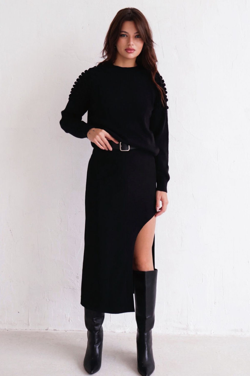 Martichelli Юбка с вырезом чёрная  фото 4