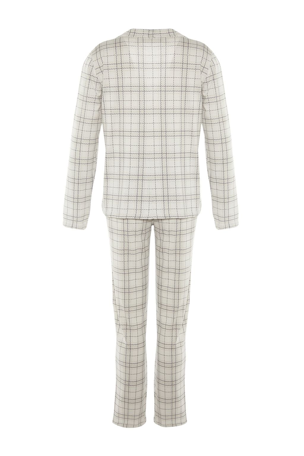 Trendyolmilla Bej %100 Pamuklu Ekoseli Orme Pijama Tak?m? THMAW20PT0266