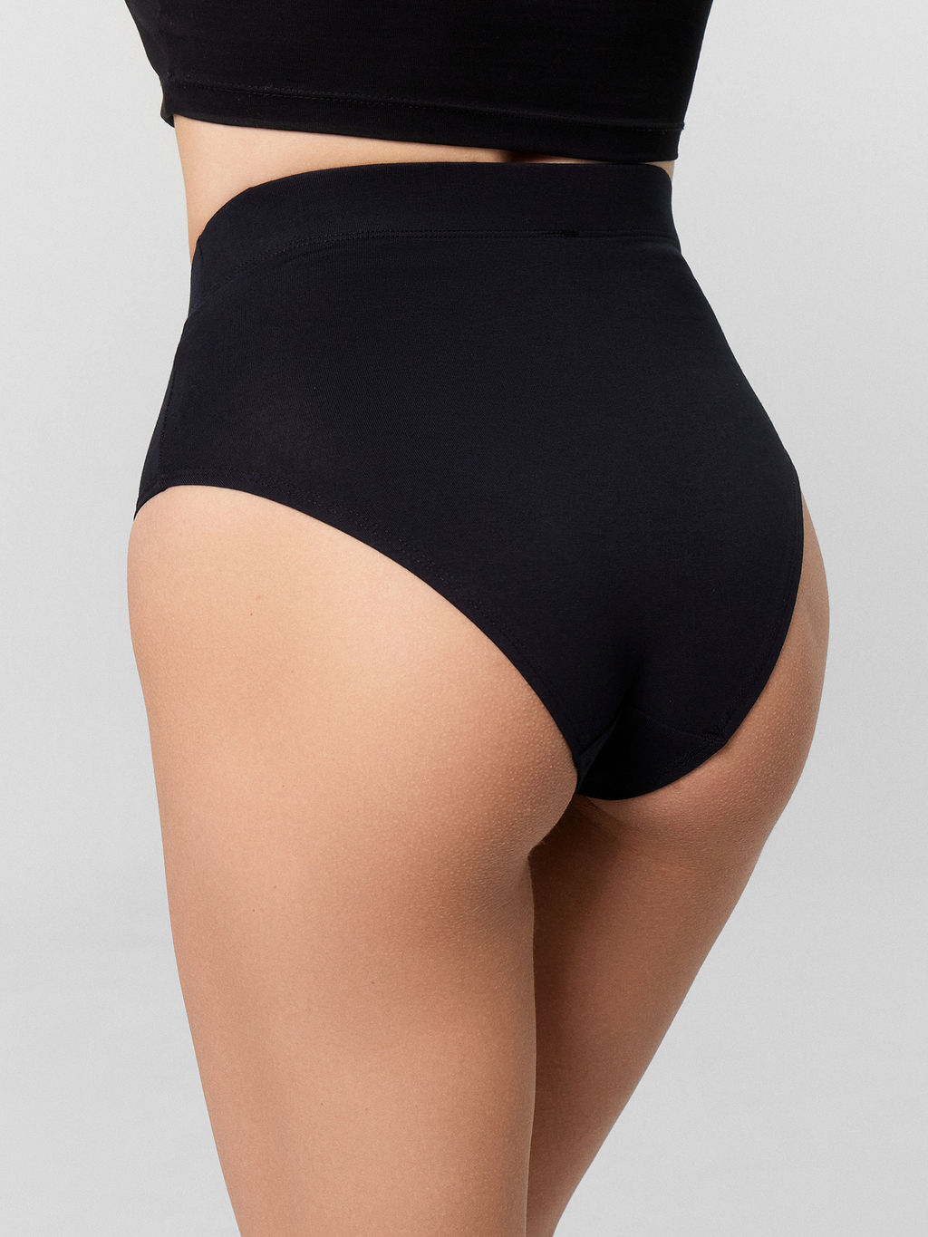 Цена за 2 штуки! Трусы женские черные с высокой посадкой