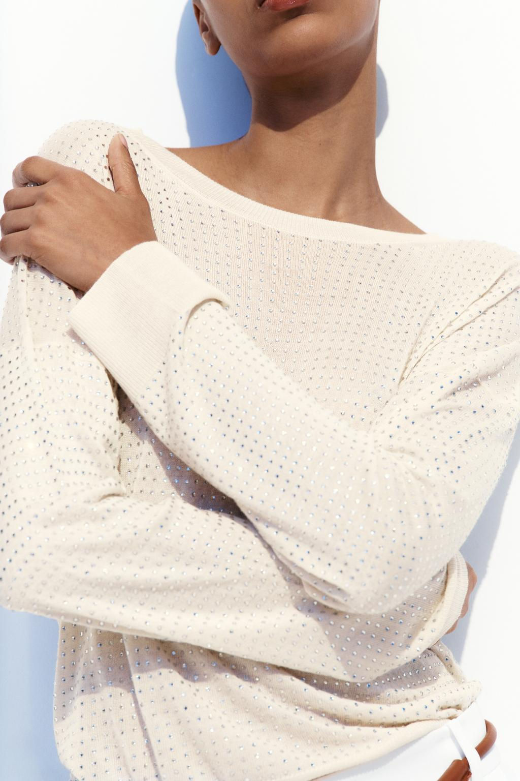 FINE KNIT TOP WITH RHINESTONE DETAIL - Zara фото 27