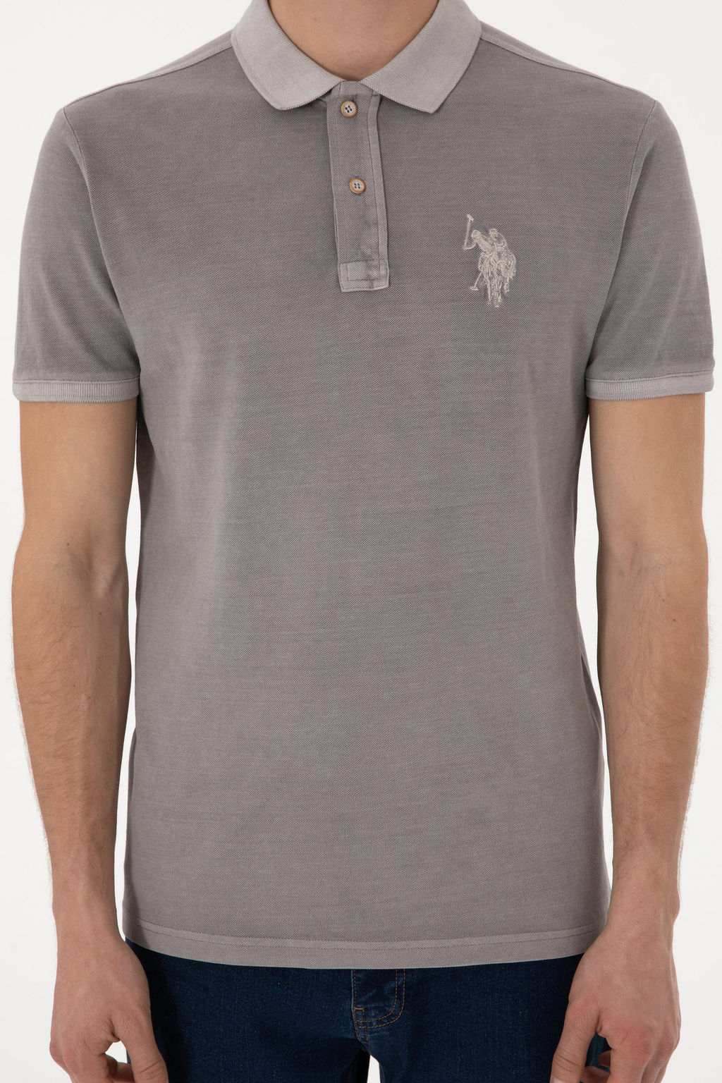 Erkek Slim Fit Polo Yaka Koyu Gri Basic Ti__rt Sepette S_rpriz _ndirim - U.s. polo assn фото 7