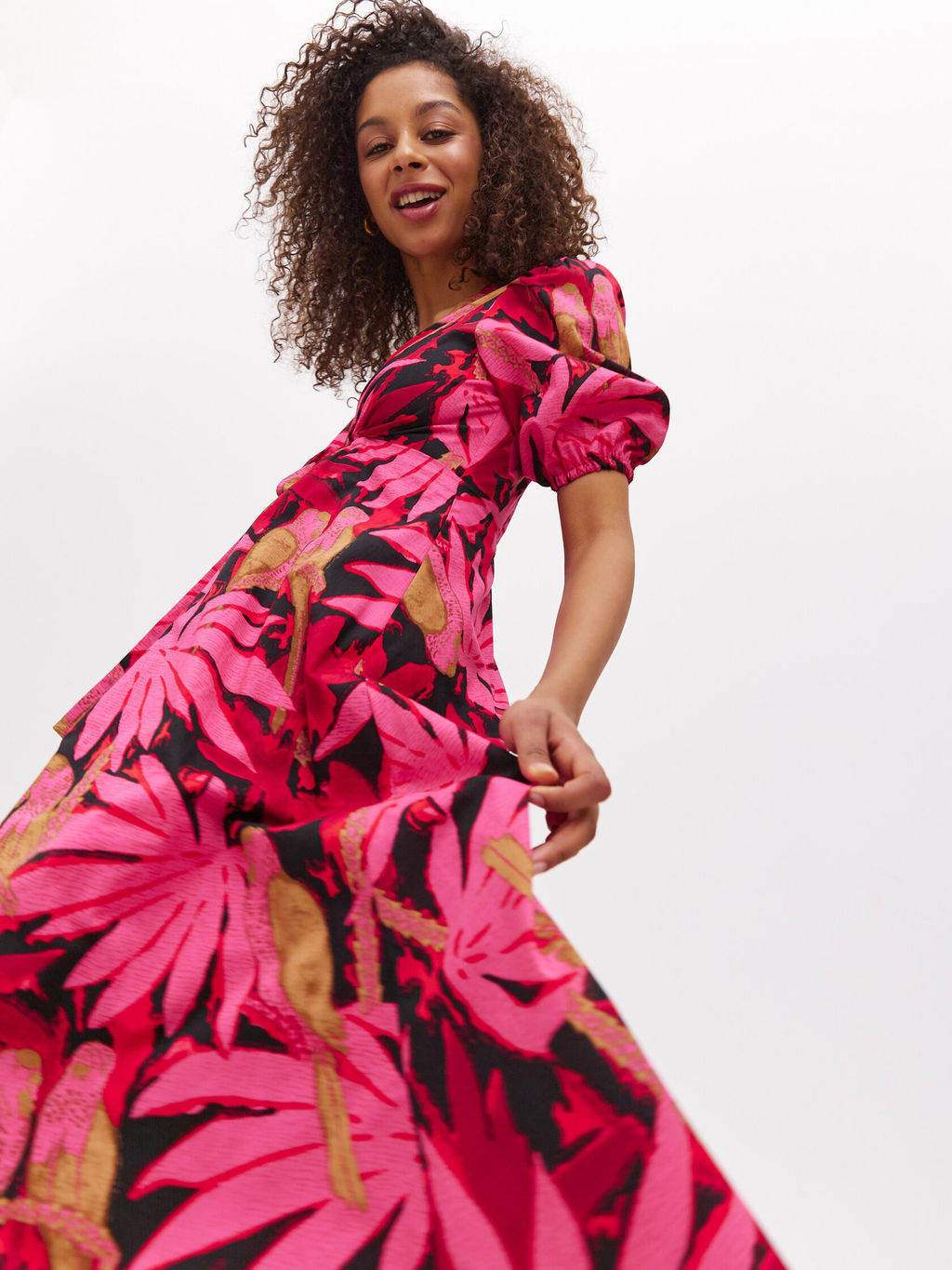 Платье миди из хлопка с объемными рукавами - TO BE ONE фото 3