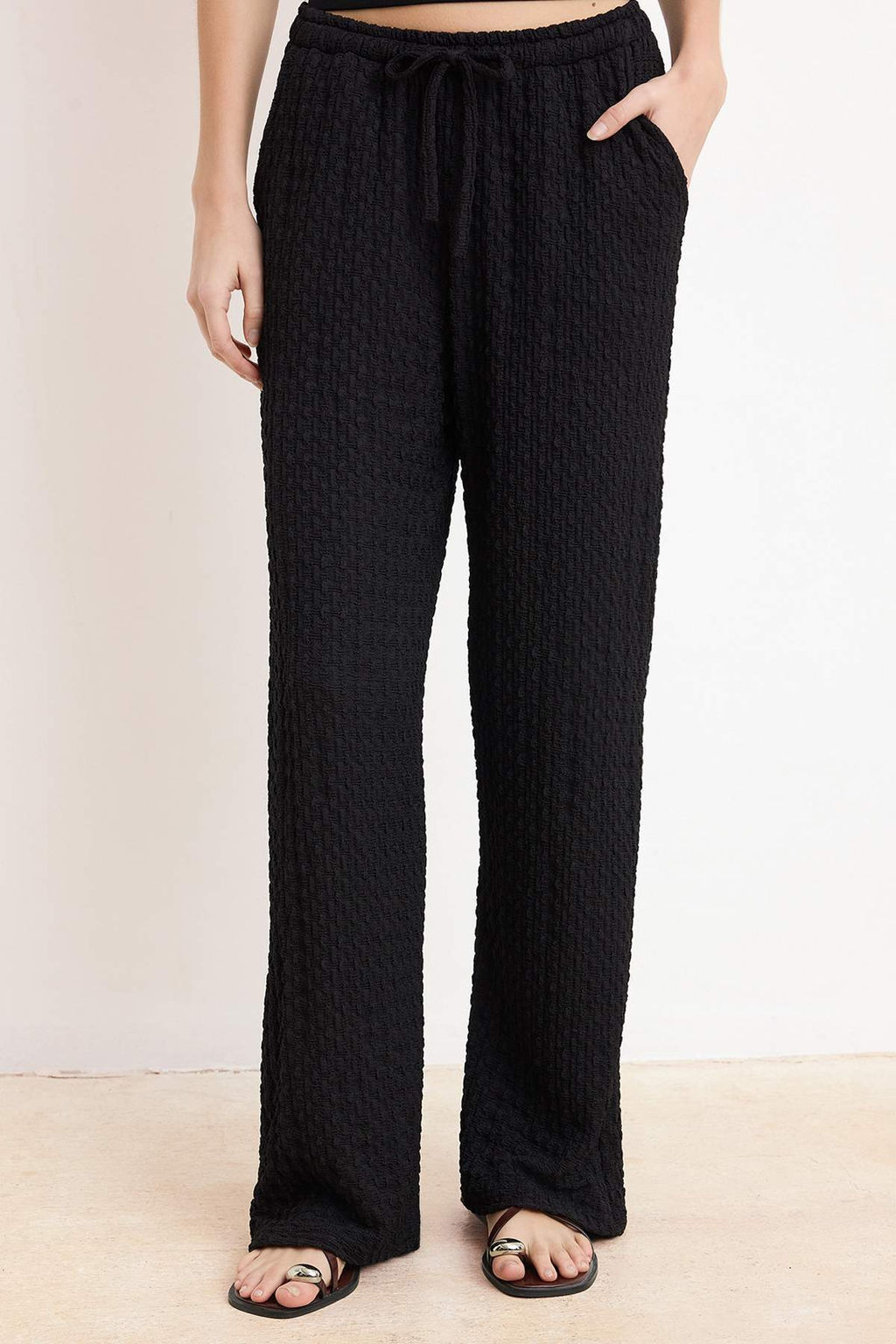 Haki Wide Leg/Genis Paca Lastikli Dokulu Orme Pantolon TWOSS26PL00121 - Trendyolmilla фото 6