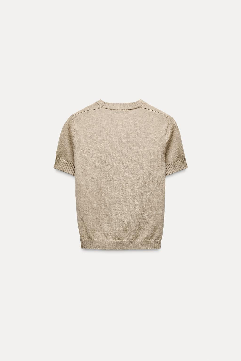 BASIC PLAIN KNIT SHORT SLEEVE TOP - Zara фото 6