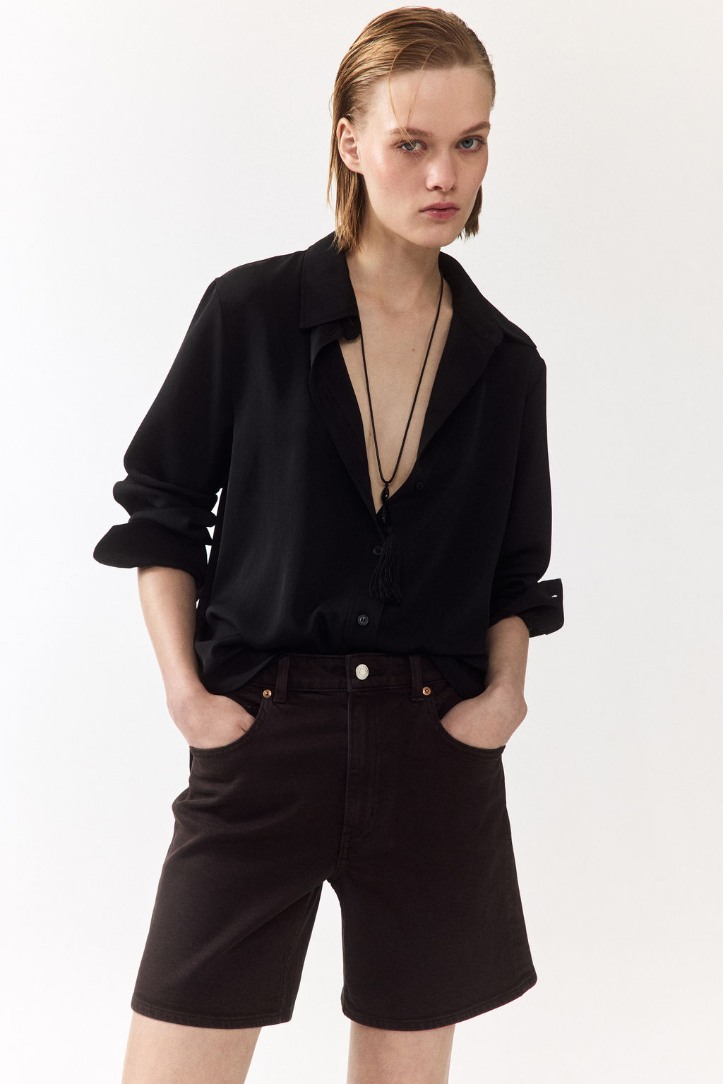 Vaquero corto de talle alto - H&m фото 7