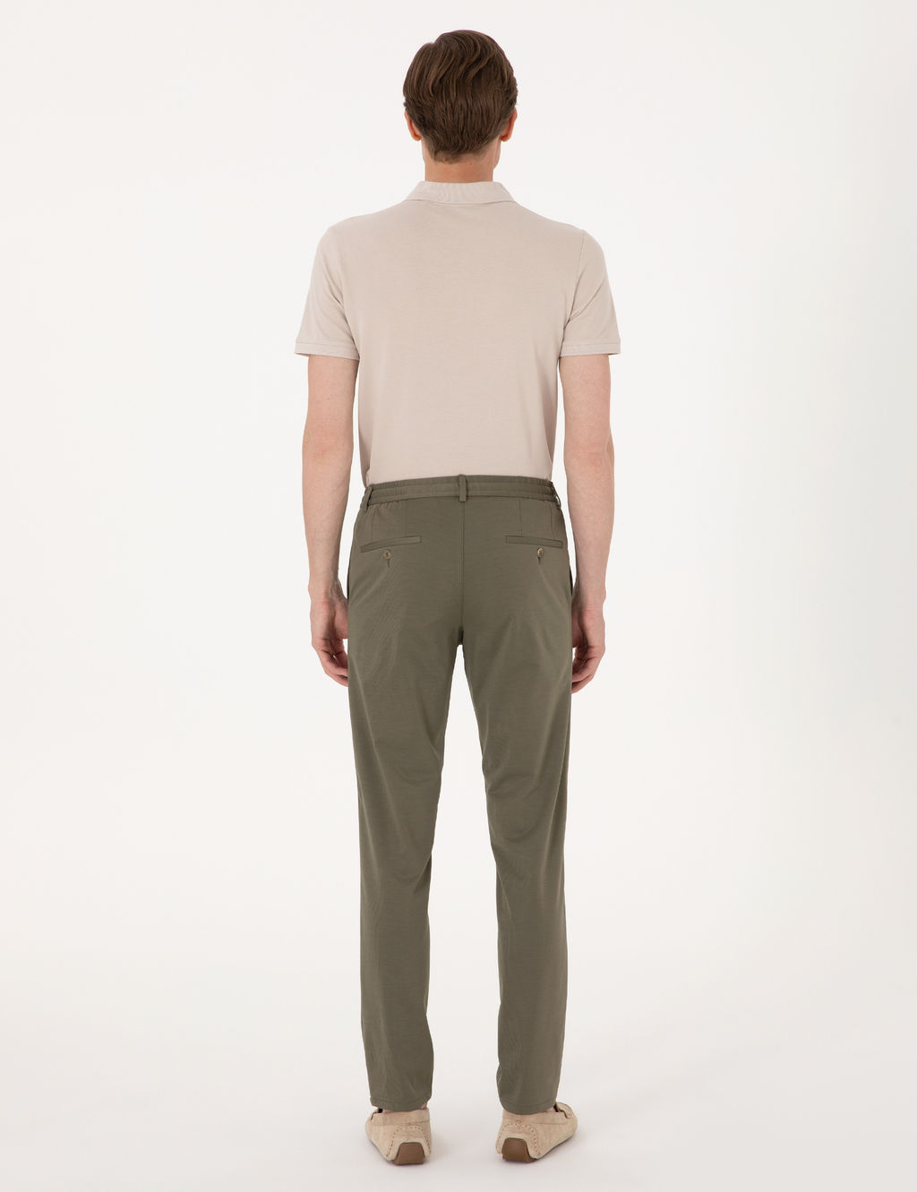 Haki Ex. Slim Fit Beli Lastikli Kordonlu Klasik Jogger Pantolon