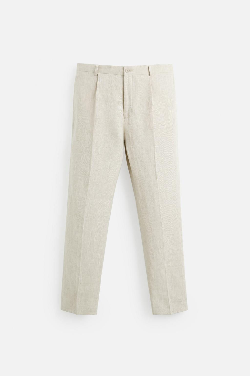 100% LINEN PLEATED TROUSERS - Zara фото 18