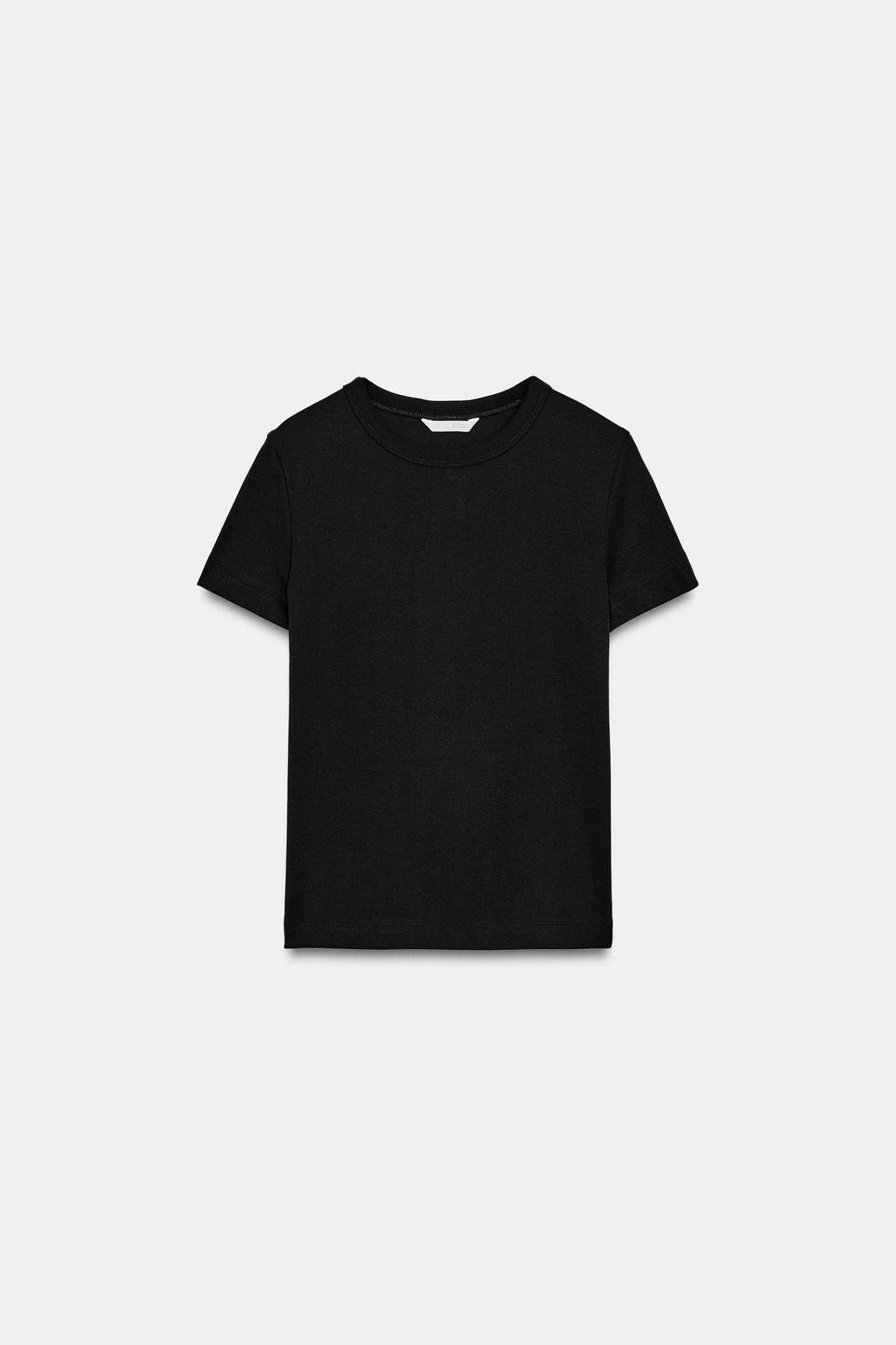 Футболка Zara CAMISETA INTERLOCK MANGA CORTA черная