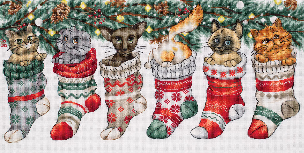 Набор для вышивания PANNA PR-7405 Новогодние котики 37 х 19.5 см