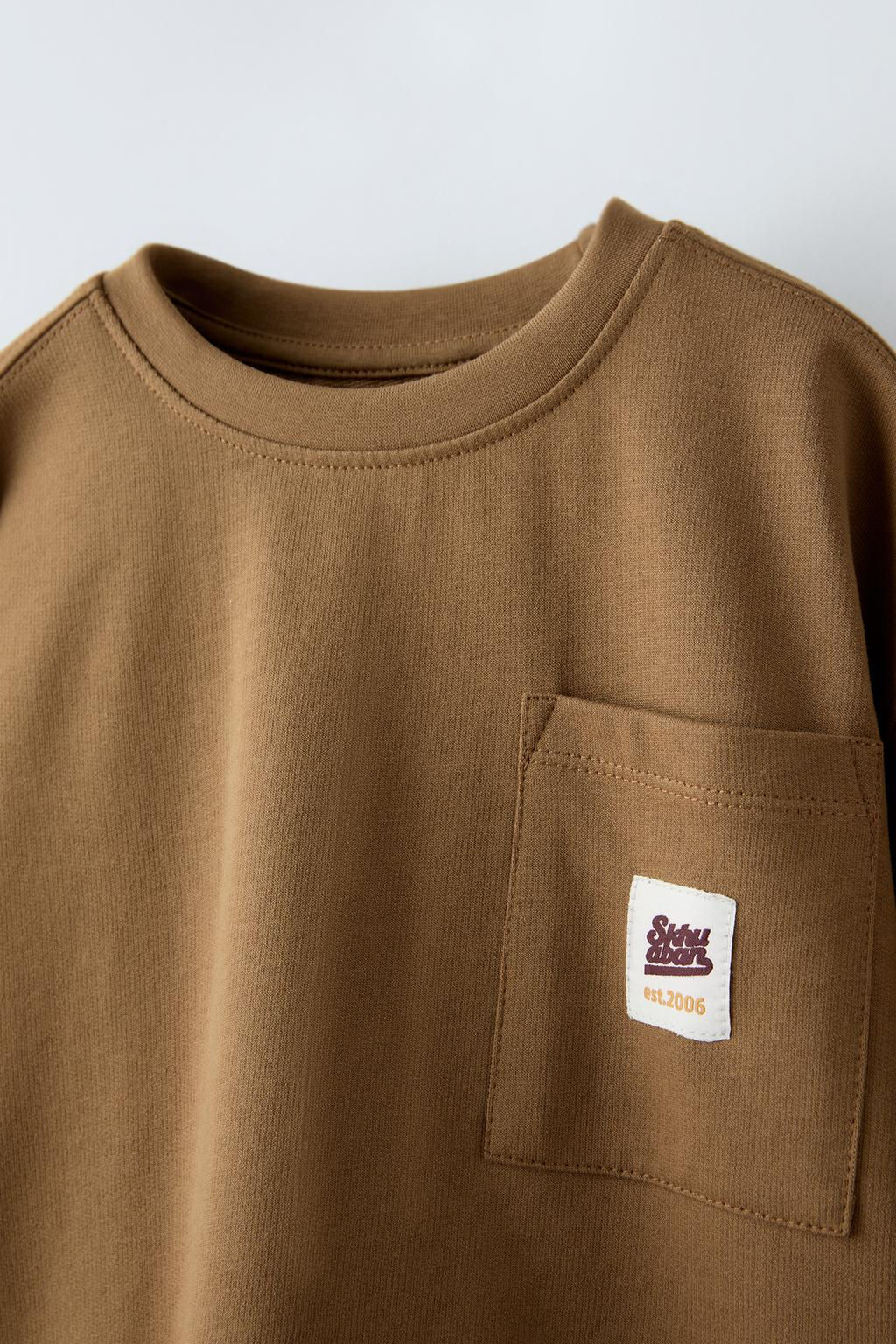 T-SHIRT WITH LABELLED POCKET - Zara фото 6