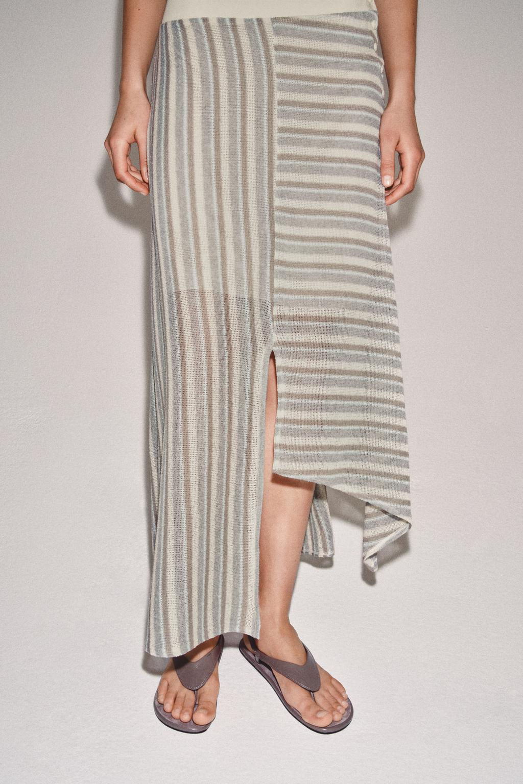 ASYMMETRIC STRIPED SKIRT - Zara фото 2
