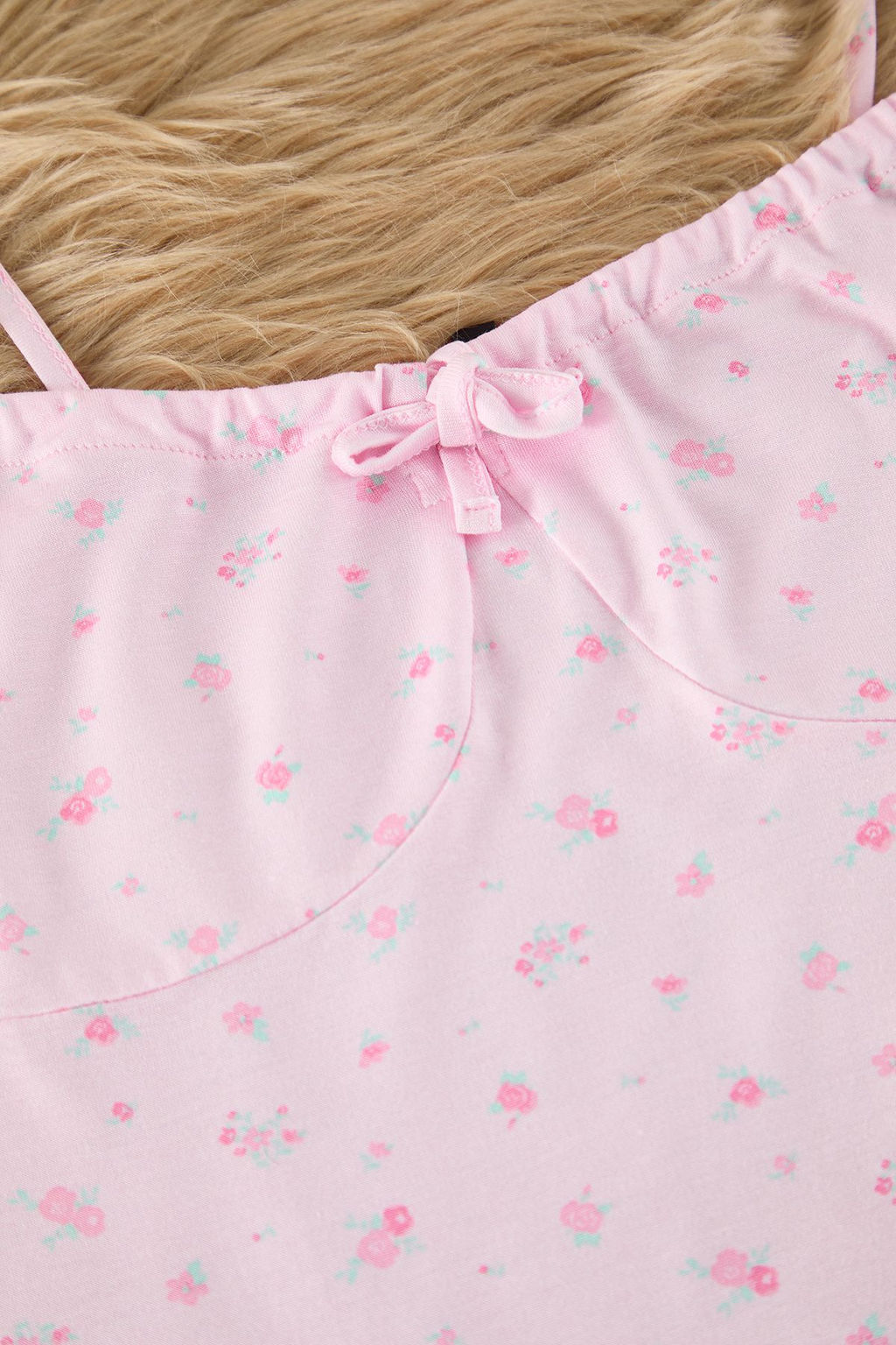 Trendyolmilla Beyaz-Cok Renkli Cicekli Baglamal? ve Ip Ask?l? Orme Pijama Tak?m? THMSS24PT00233 фото 10