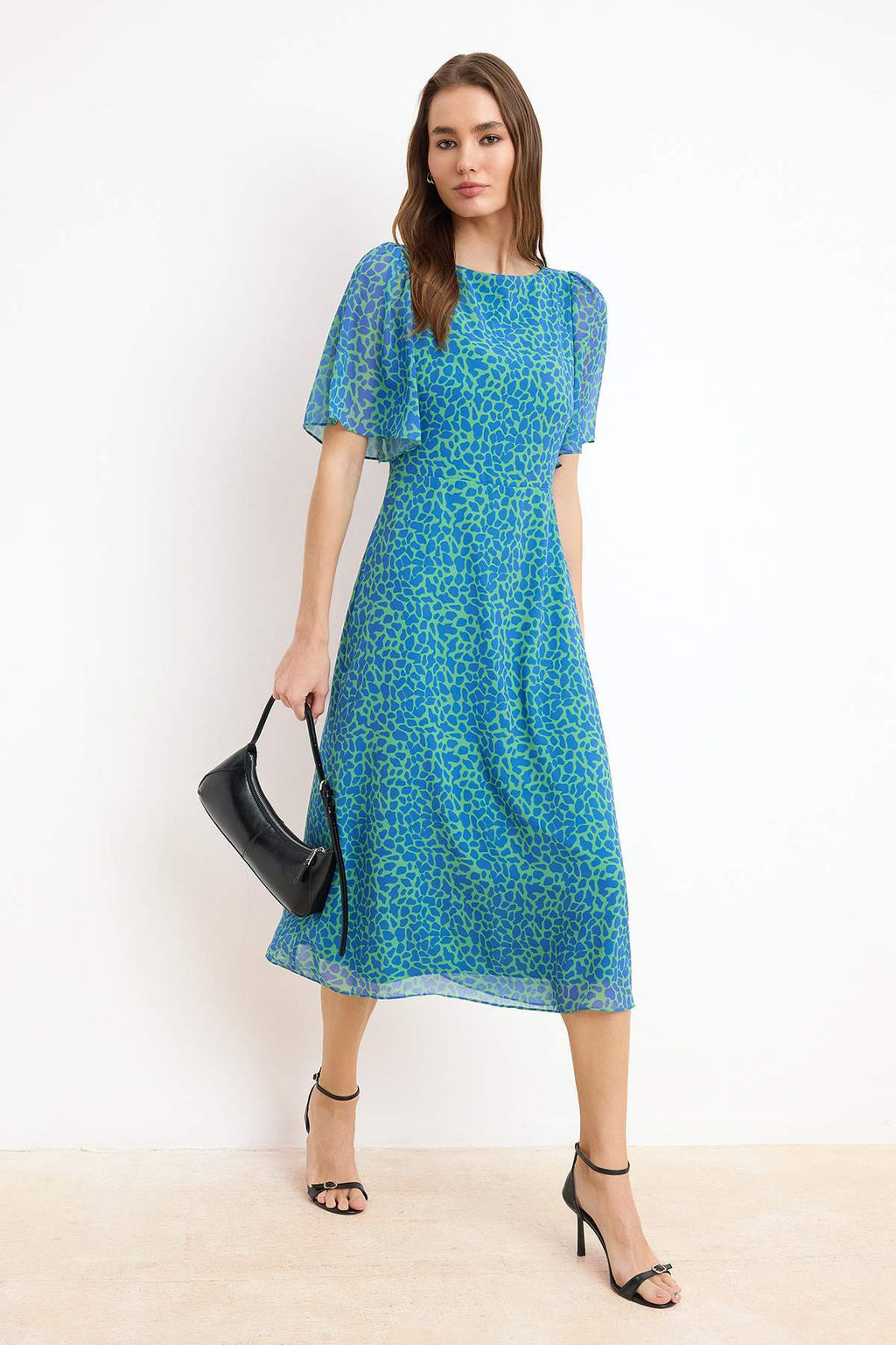 Fusya Animal Desenli A Kesim Melek Kol Astarl? Sifon Ucus Ucus Dokuma Midi Elbise TWOSS23EL01372 - Trendyolmilla фото 30