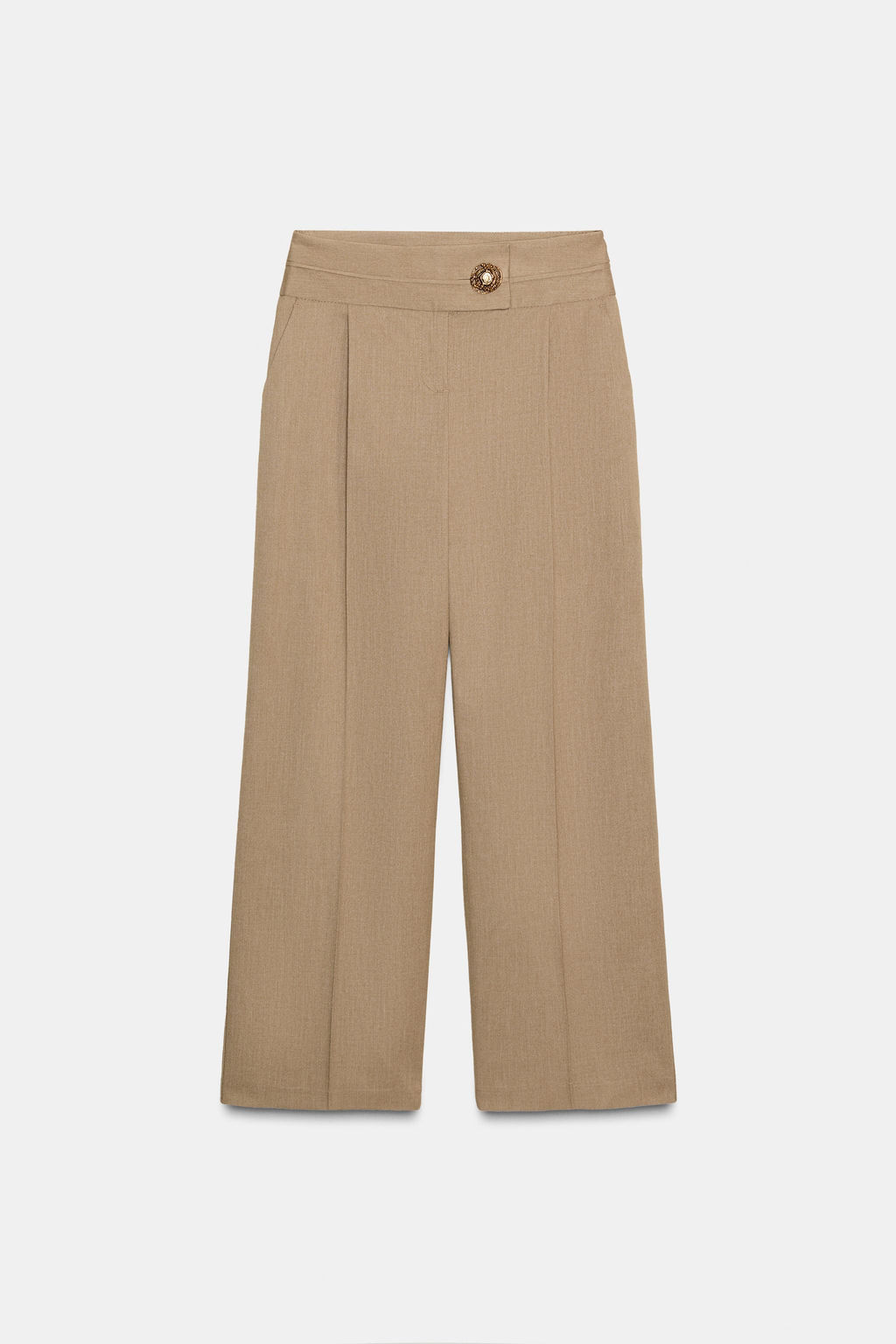 GOLD BUTTON WIDE-LEG TROUSERS - Zara фото 7