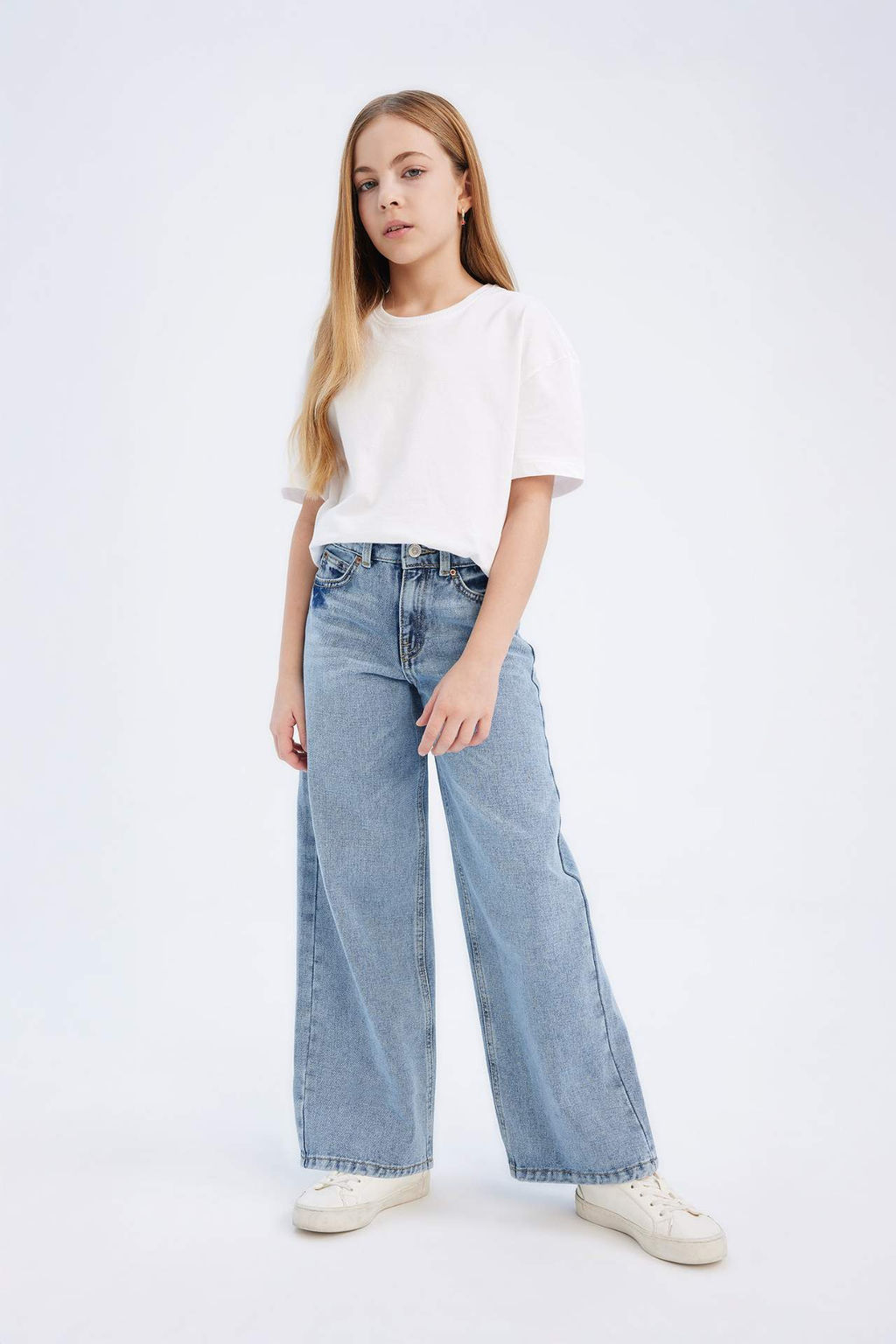 K?z Cocuk Wide Leg Genis Paca Jean Pantolon - Defacto фото 2