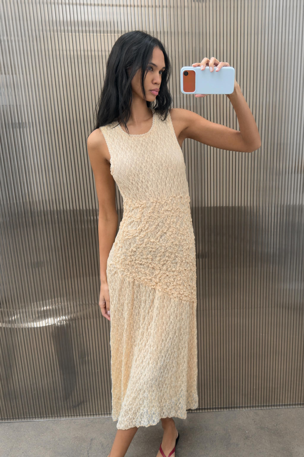 VESTIDO MIDI ENCAJE FRUNCES / Amarillo pastel - Zara фото 7