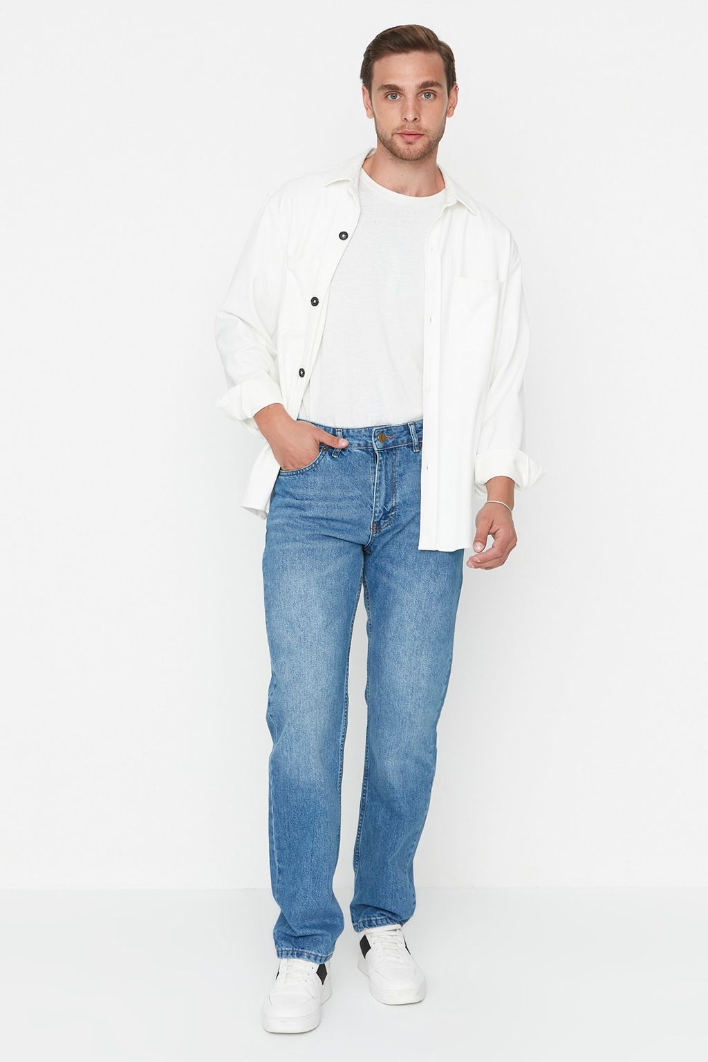 TRENDYOL MAN Mavi %100 Pamuk Straight Fit Jeans TMNAW23JE00011 - Trendyolmilla фото 6