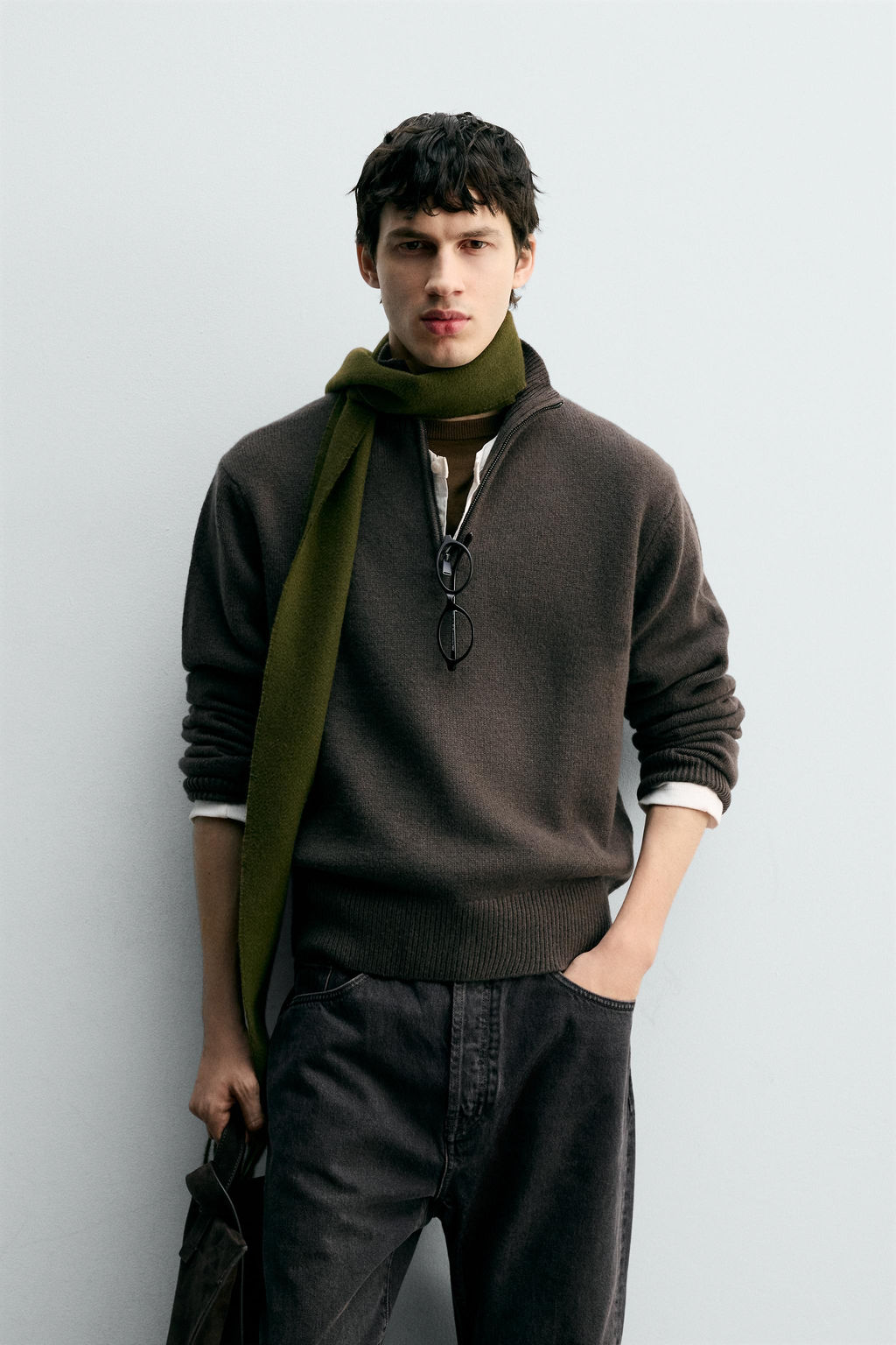 100% WOOL QUARTER-ZIP JUMPER