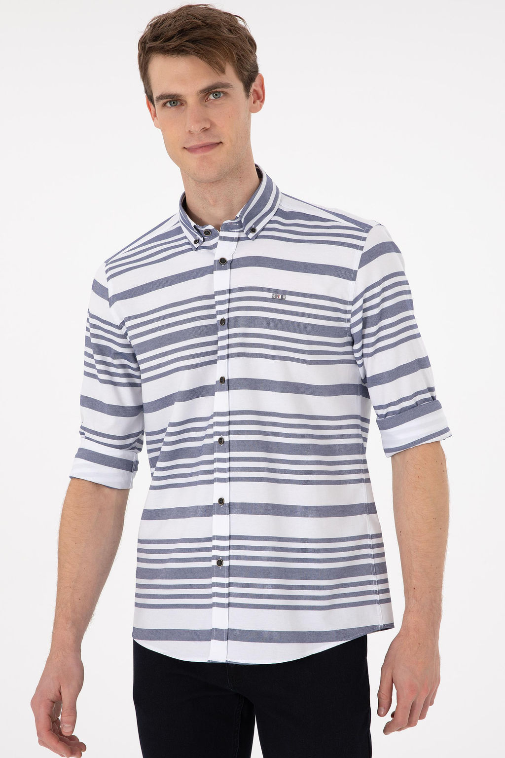 Мужская темно-синяя рубашка с длинным рукавом Неожиданная скидка в корзине - U.s. polo assn фото 3