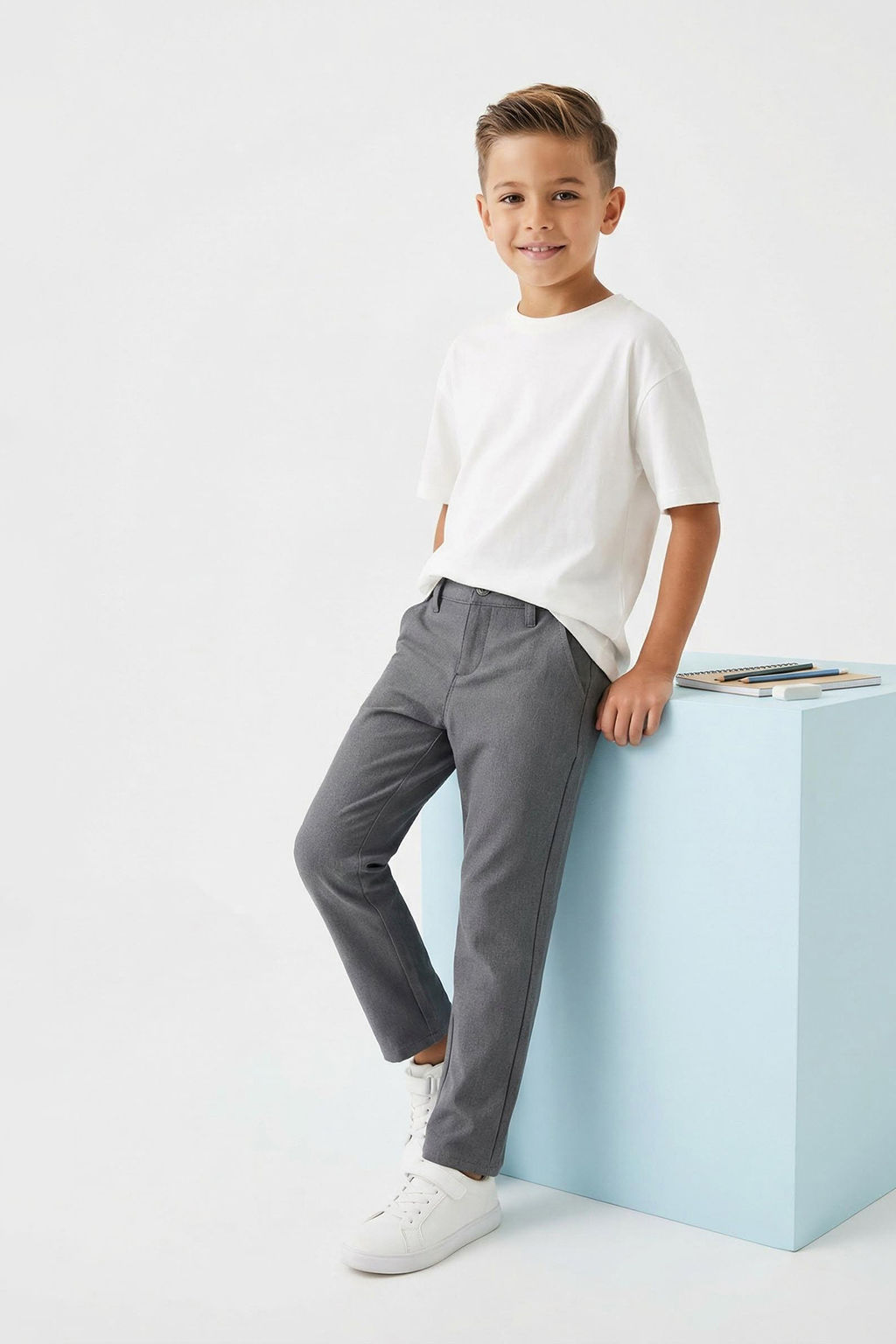 Lacivert Duz/Basic Regular Dokuma Erkek Cocuk Okul Pantolonu TKDAW26PL00000 - Trendyolmilla фото 8