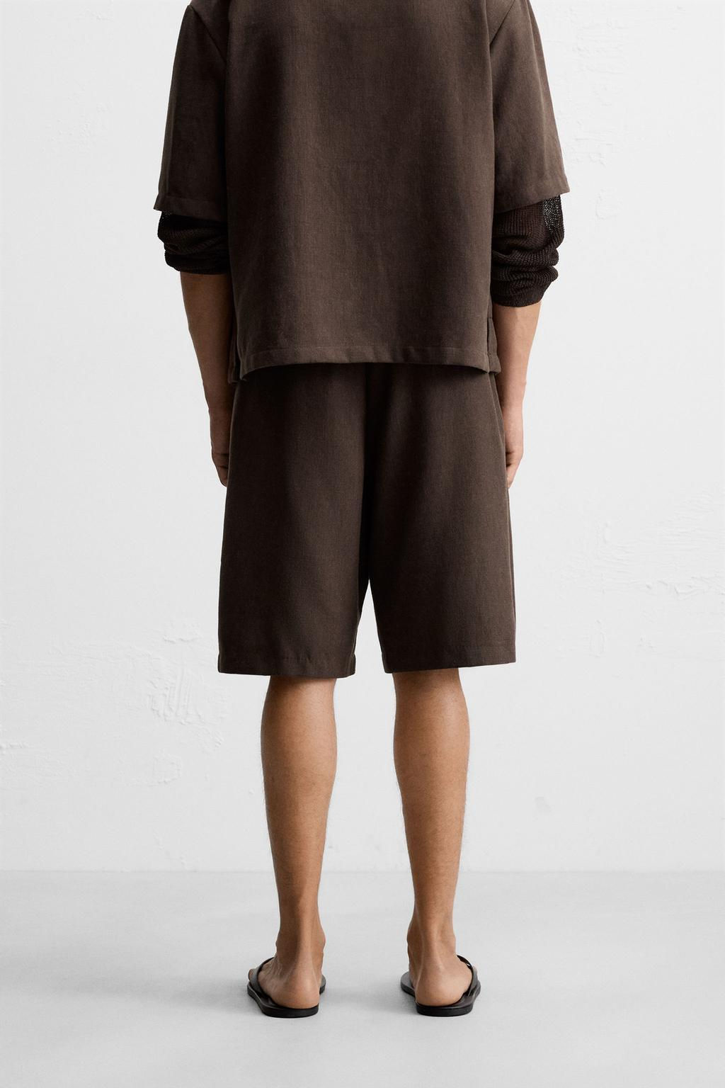 TEXTURED BERMUDA SHORTS WITH PLEATS - Zara фото 3
