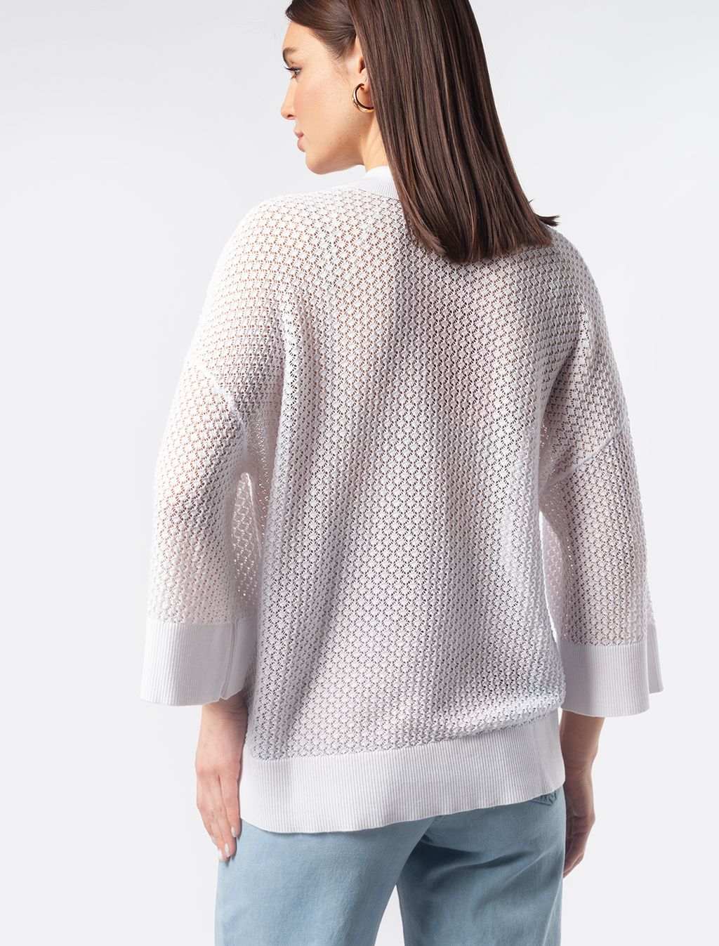 VILATTE / Поло изящной ажурной вязки из пряжи со льном  фото 4