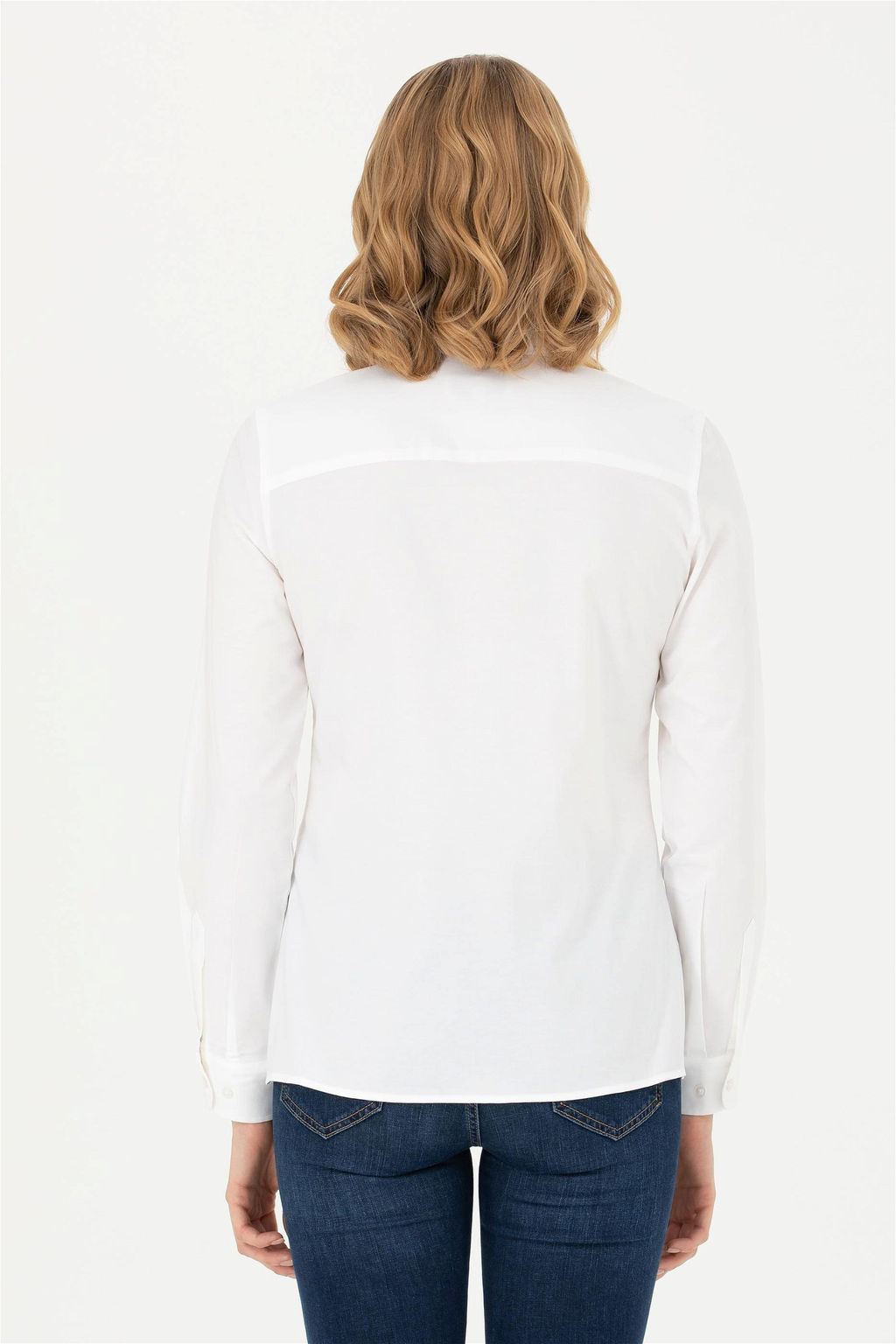 Женская белая базовая рубашка с длинным рукавом - U.s. polo assn фото 12