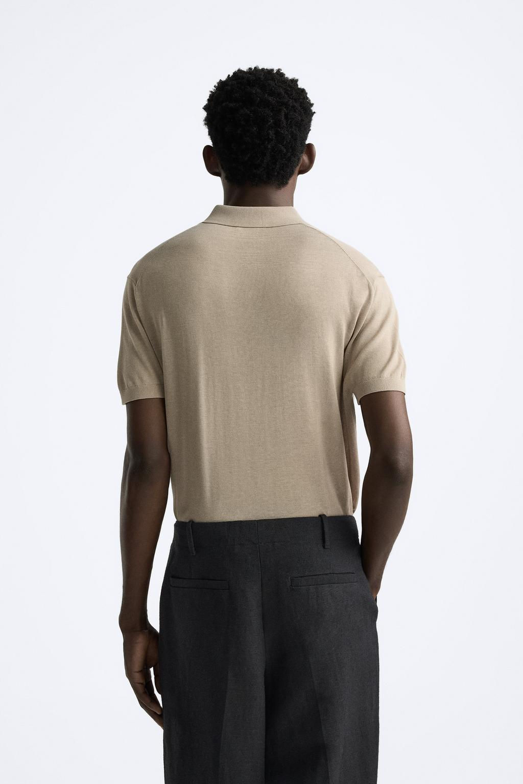 COTTON AND SILK KNIT POLO SHIRT - Zara фото 32