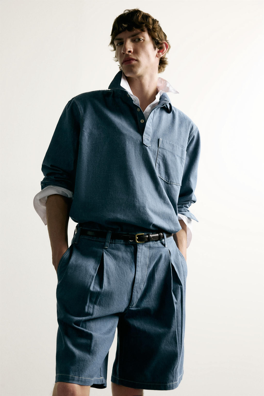 BERMUDA DENIM LIGERO PLIEGUES / Azul - Zara фото 4