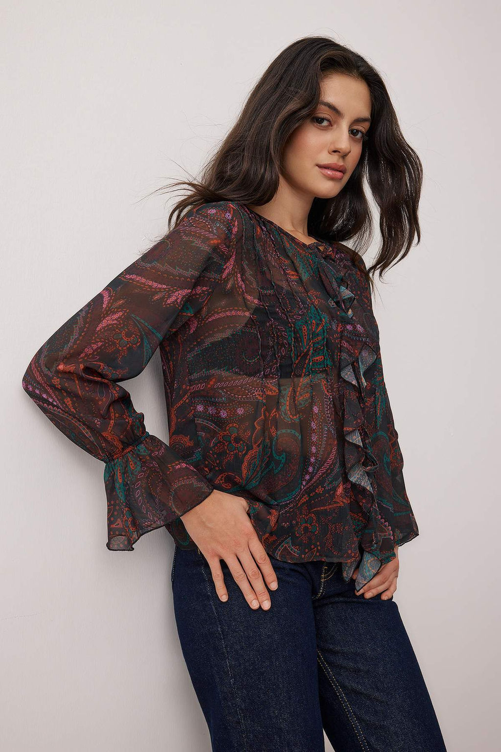 TRENDYOLMILLA Beyaz F?rf?r Detayl? Bisiklet Yaka Gomlek TWOSS25GO00141  фото 14