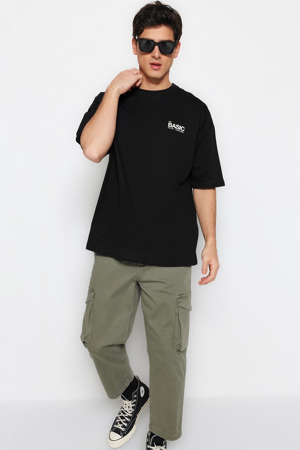 TRENDYOL MAN Gri Oversize Bisiklet Yaka Slogan Orme T-Shirt TMNSS23TS00263 - Trendyolmilla фото 10