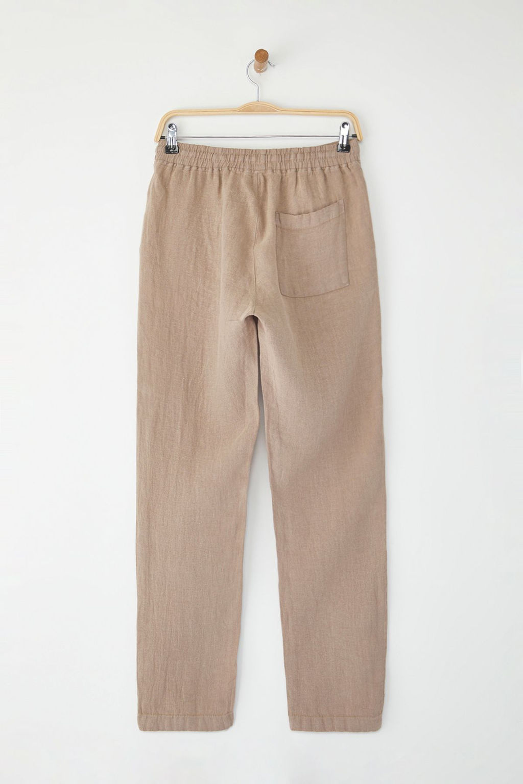 Bej %100 Keten Regular Fit Pantolon TMNSS24PL00018