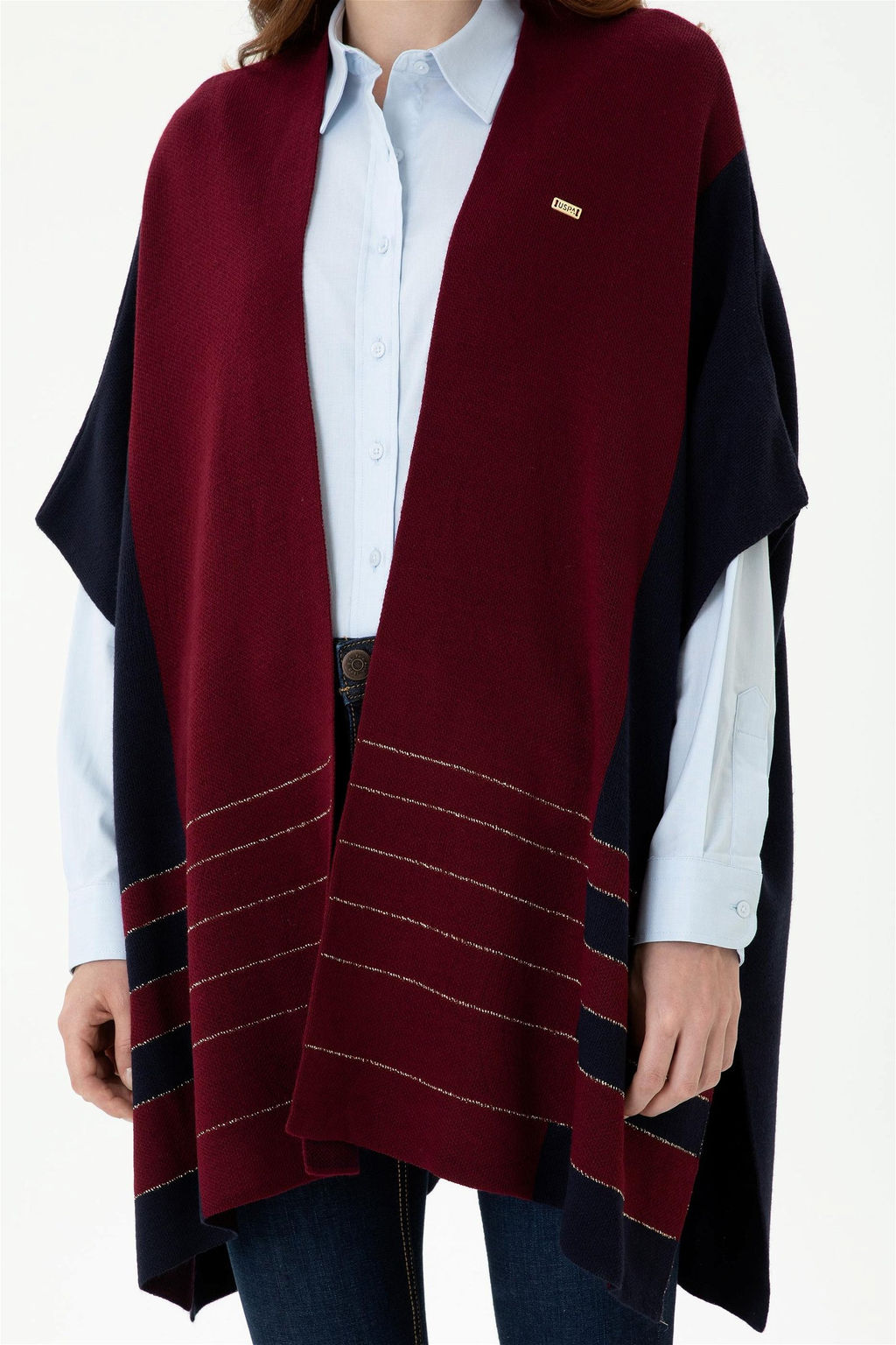 Женское темно-синее трикотажное пончо - U.s. polo assn фото 13