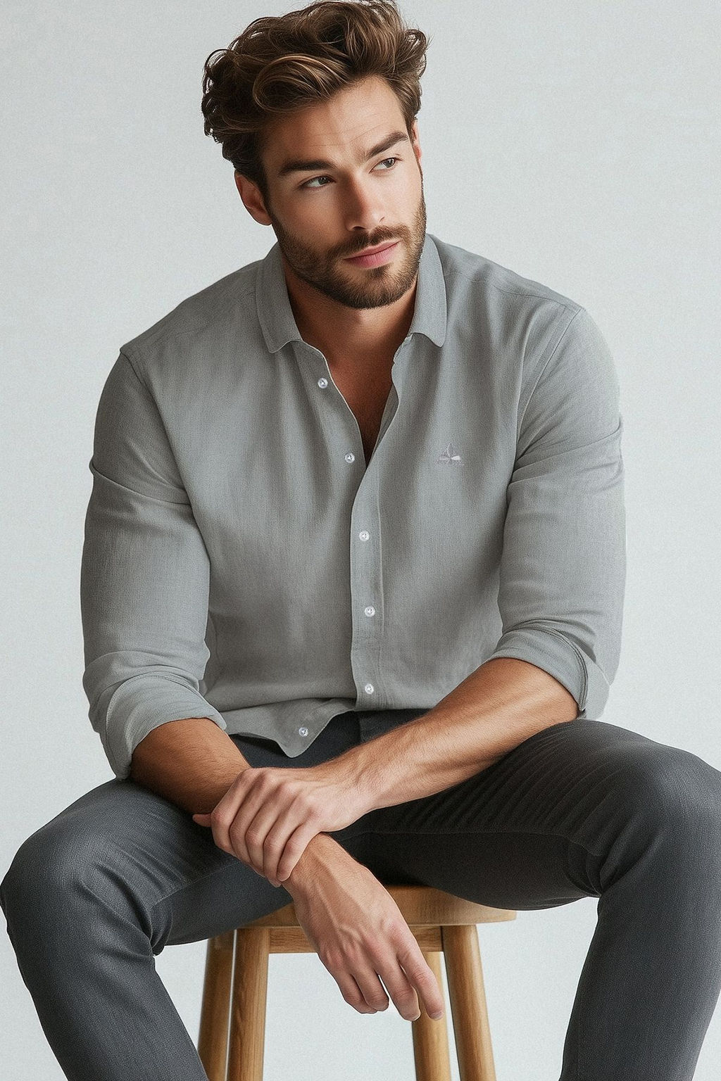 TRENDYOL MAN Gri Regular Nak?sl? Kolay Utulenebilir Smart Oxford Gomlek TMNAW24GO00089 - Trendyolmilla фото 18